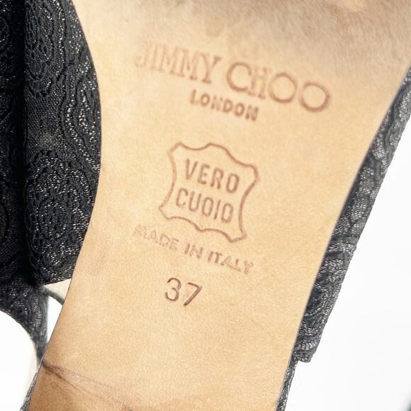 Vintage Jimmy Choo Gray Bow Crystal Pointed Toe Slingback Kitten Heel size IT 37 - Picture 11 of 12
